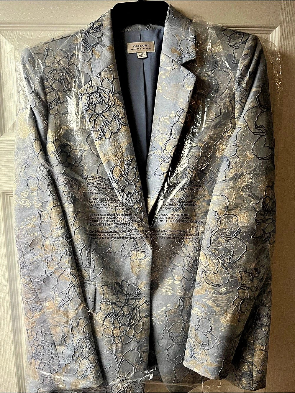 Tahari Floral Brocade Blazer in Blue & Gold Sizes 10 + 12 NWT